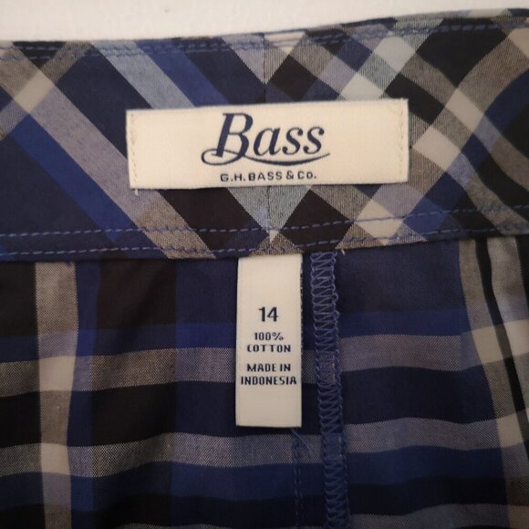 G.H. Bass & Co. Ladies Lightweight Size 14 Blue/Grey/Tan Plaid Skirt - Picture 3 of 8